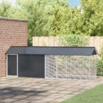 Bird Aviary with Extension Anthracite 112x442x141 cm Steel