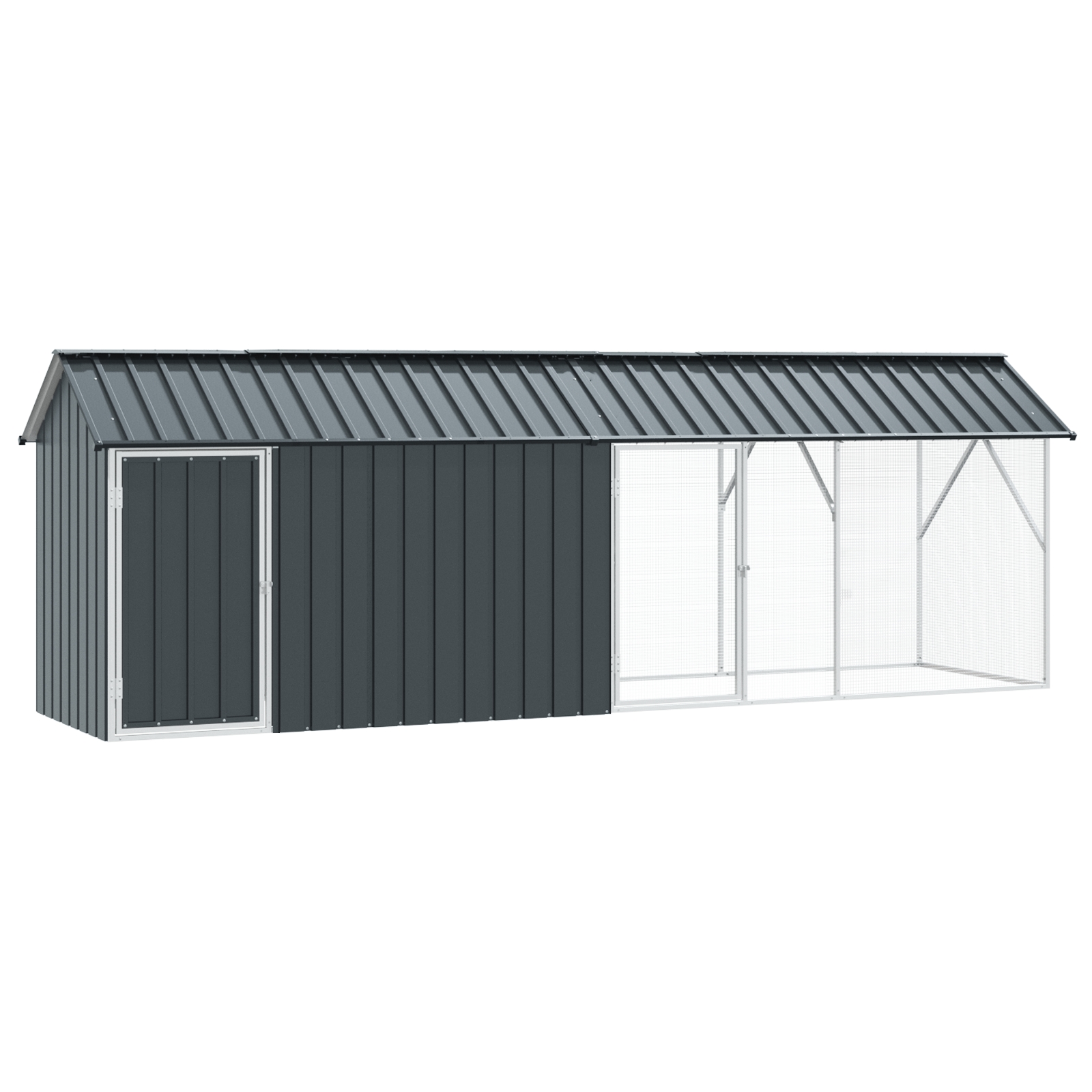 Bird Aviary with Extension Anthracite 112x442x141 cm Steel