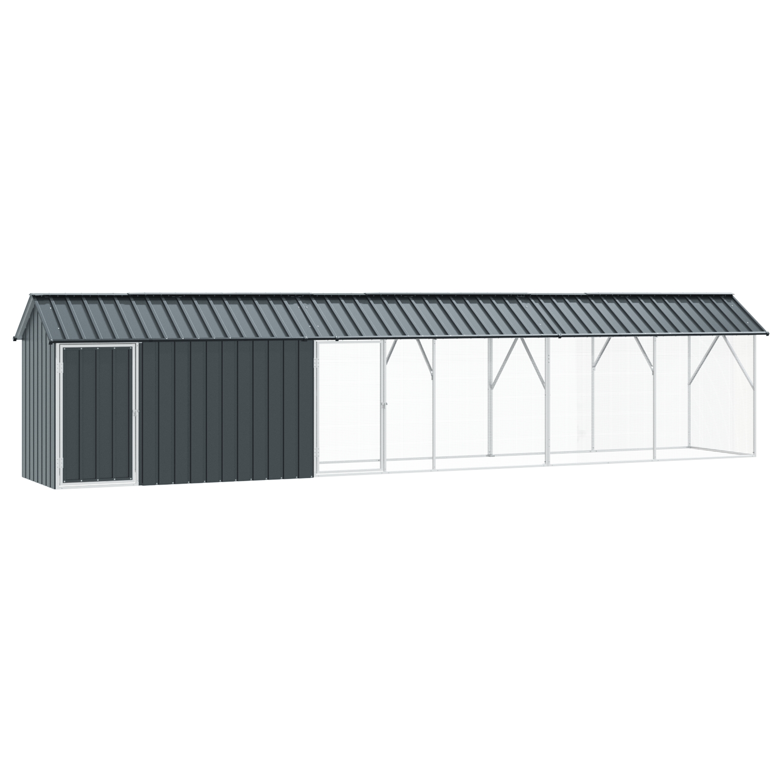 Bird Aviary with Extension Anthracite 112x640x141 cm Steel