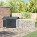 Bird Aviary with Extension Anthracite 112x421x141 cm Steel