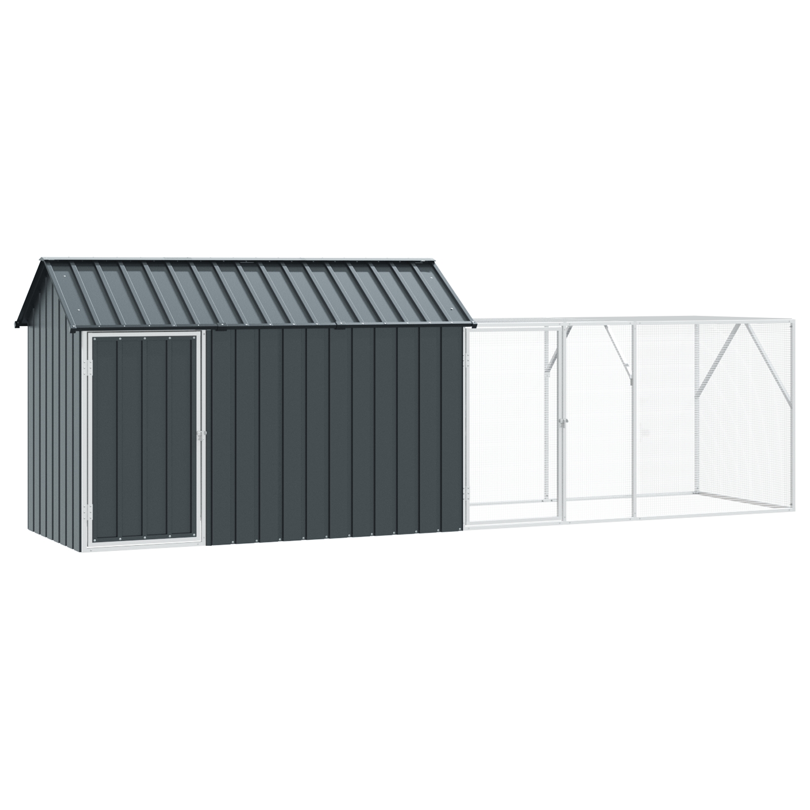 Bird Aviary with Extension Anthracite 112x421x141 cm Steel