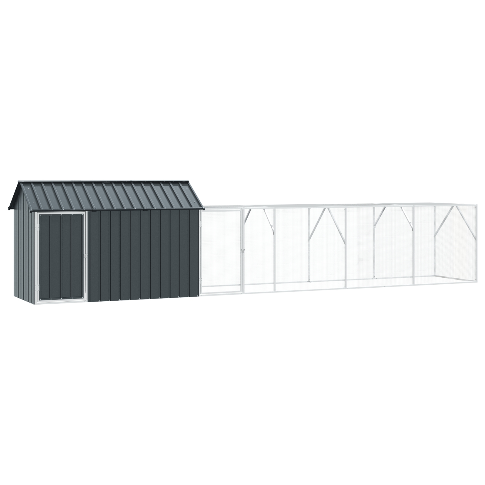 Bird Aviary with Extension Anthracite 112x619x141 cm Steel